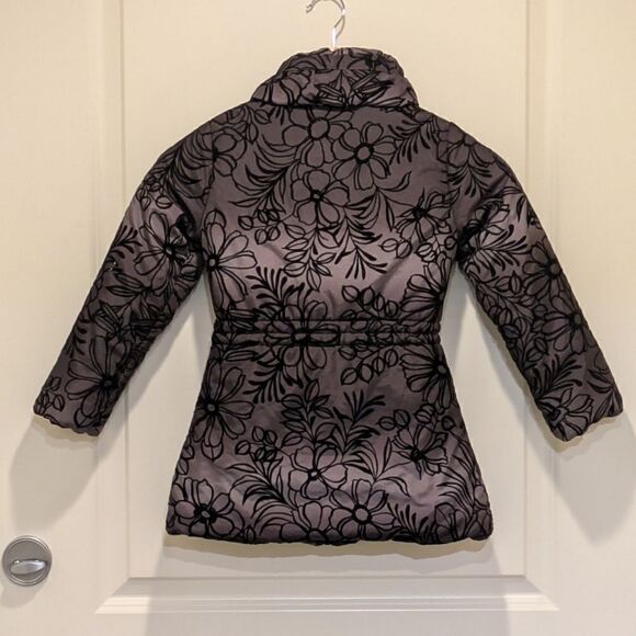EUC Desigual Girls 5/6 Velvet Flocked Floral Print Snow Jacket with Sequins - Picture 5 of 8
